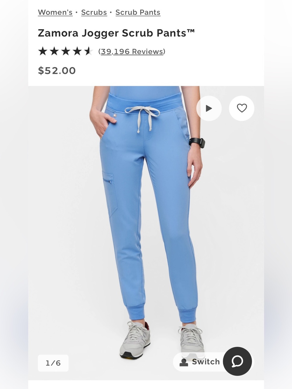 FIGS Zamora Jogger Scrub Pants in Ceil Blue XS/P